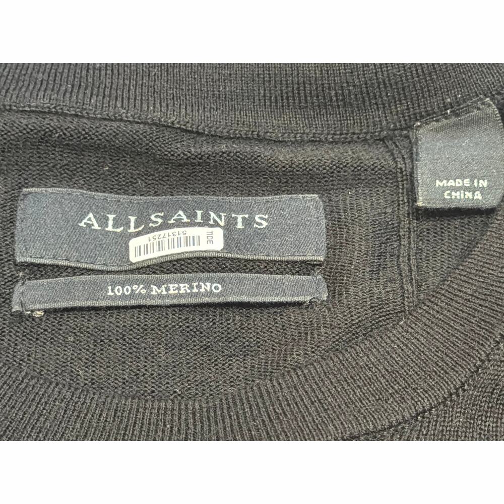 All Saints Sweater Mens L Black Wool LTWT Designer Streetwear Casual Minimalist - Picture 4 of 7